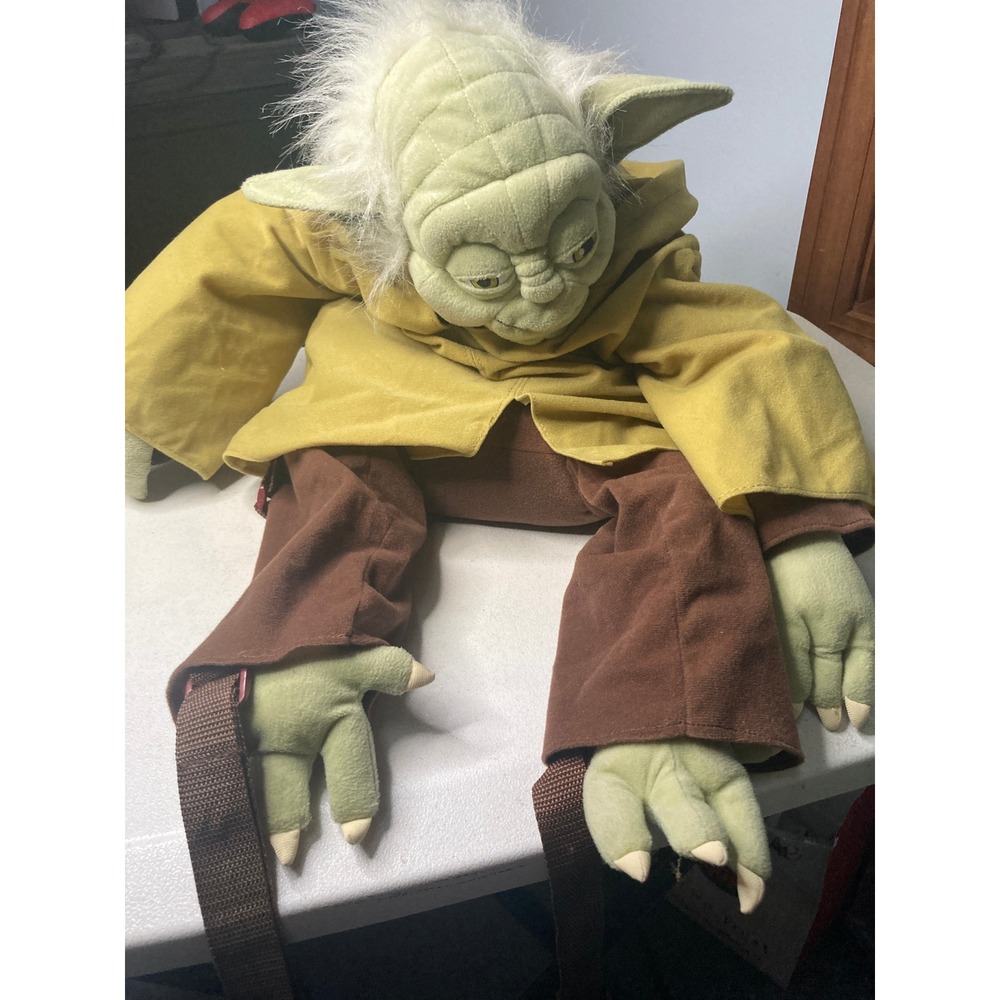 Vintage Star Wars Yoda Plush Backpack Bag Zippered Compartment Rare Collectible